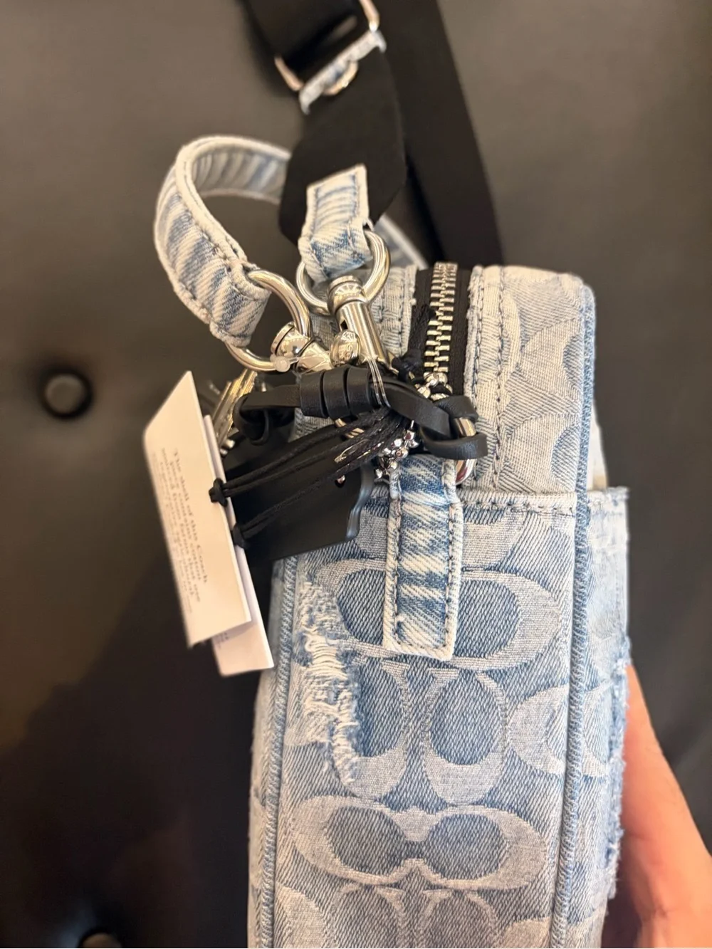 Coach Men’s Messenger Crossbody Bag in Light Blue Denim Signature C Pattern